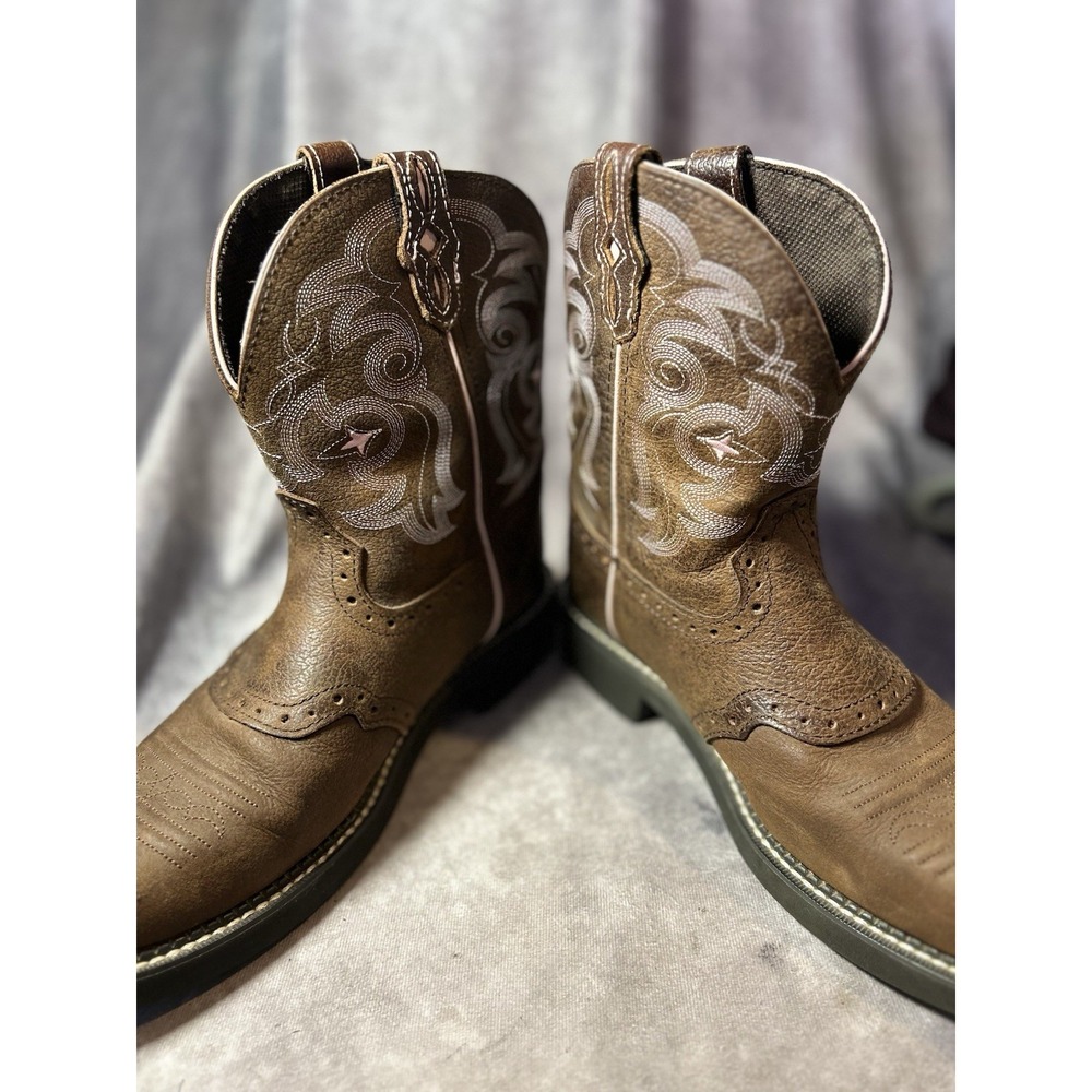 Justin Gypsy L9965 Women's 9B Brown Leather Pink Western Cowboy Boots - Picture 6 of 6
